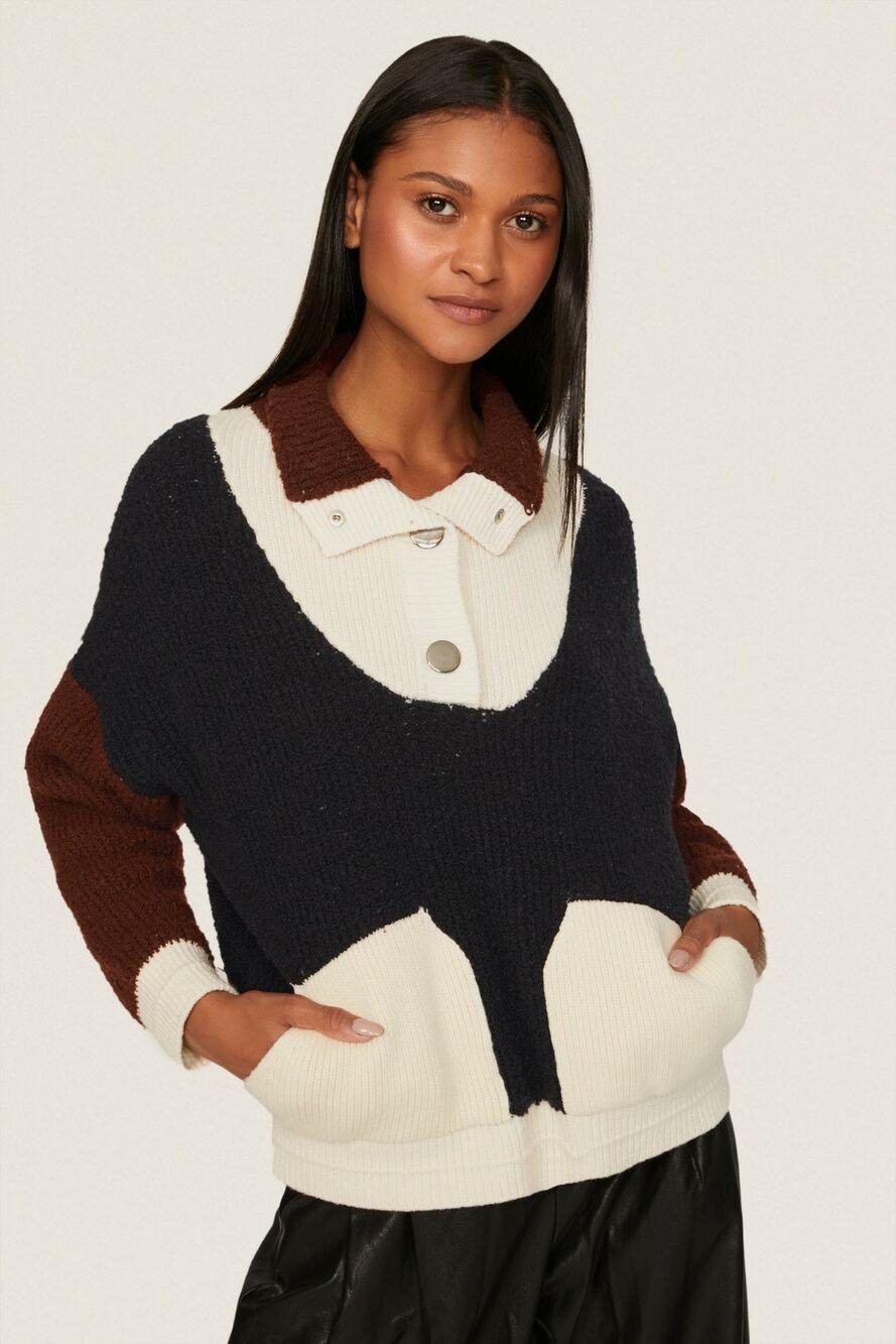 ba&sh Benji Colorblock Knit Wool Blend Pullover Sweater Size Small